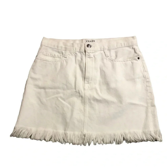 Frame Denim white denim skirt frayed hem Sz 29 VGUC - Picture 1 of 8